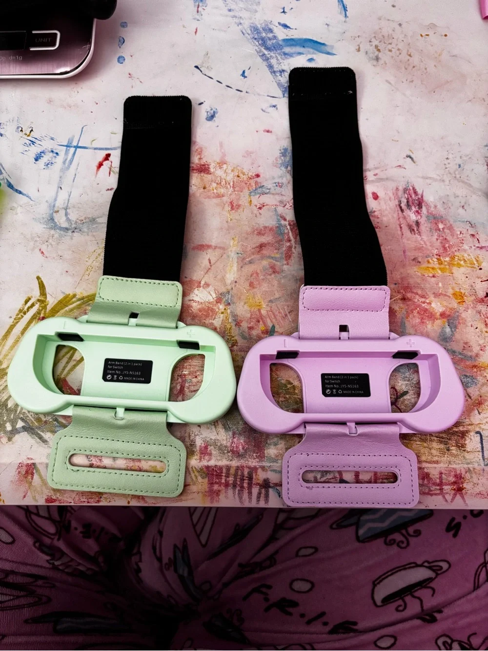 Set of Mint Green and Lavender Nintendo Switch Joy Con Armband Holders